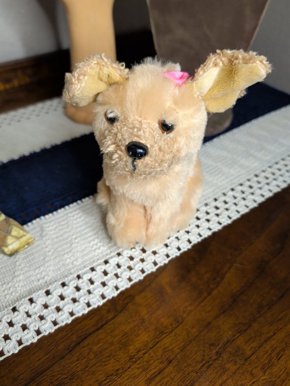 Adorable Our Generation Fluffy Sitting Puppy Dog Pink Bow Battat
